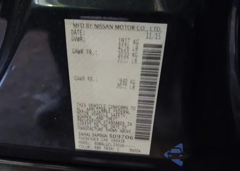 2016 Nissan Altima 2.5 S z USA, uszkodzony, nr VIN 1N4AL3AP0GN309706